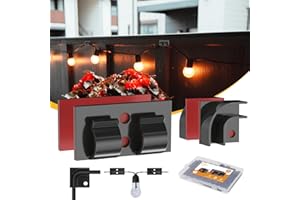 VEXON Hooks for Outdoor String Lights Kit - 35Pcs Heavy Duty String Light Clips with Waterproof Adhesive Strips, Patio Outdoor Light Hooks, Black Cord Organizer, Christmas Light Clips Outdoor