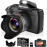 Digital Camera,5K 64MP Camera for Photography with Dual-Lens and Lens Hood,32GB Card 2 Batteries,Selfie 4" Touch Screen Vlogging Cameras for YouTube, Autofocus Flash 18X Digital Zoom Travel Camera