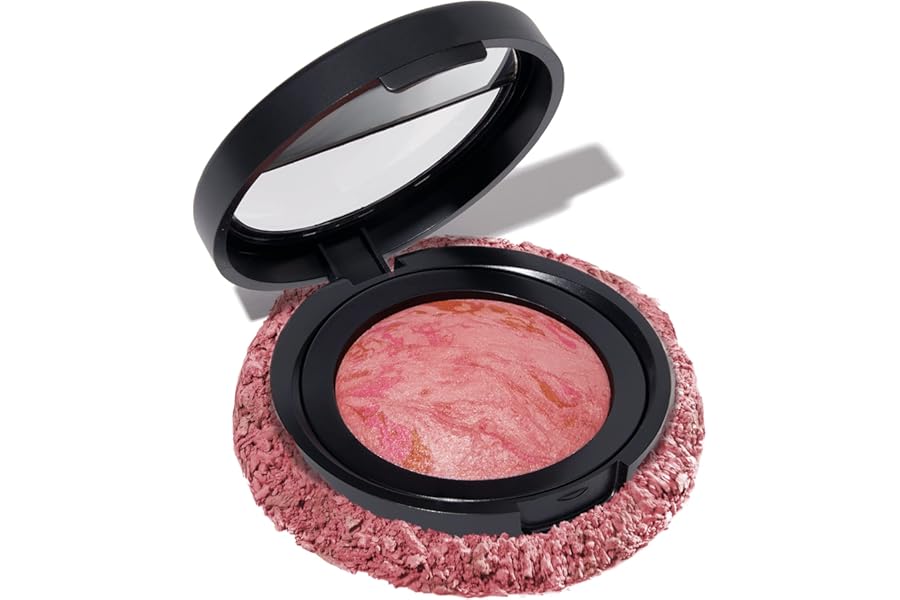 LAURA GELLER NEW YORK Baked Blush-n-Brighten Marbleized Blush for Cheeks – Pink Buttercream – Natural Finish – Buildable Color