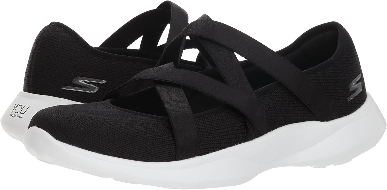 skechers black you serene slip trainers