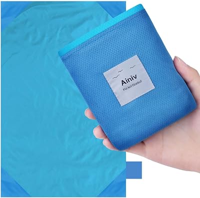 Ainiv Picnic Blanket 140x180 cm Foldable Beach Mat Waterproof Sandproof Blue