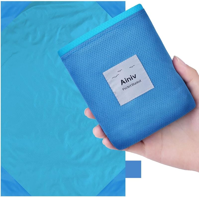 Ainiv Picnic Blanket 140x180 cm Foldable Beach Mat Waterproof Sandproof Blue