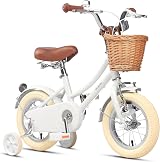 Glerc 12 Inch Kids Bike for Girls 3 4 5 Years Basket Bell Stabilisers White