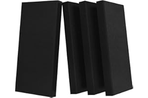 UMIACOUSTICS 4 PCS Acoustic Panels with Hanging Bracket, 2” Thick Fiberglass Sound Proof Panels Removable for Studios, Office, Home Theater Ceiling or Wall- Black