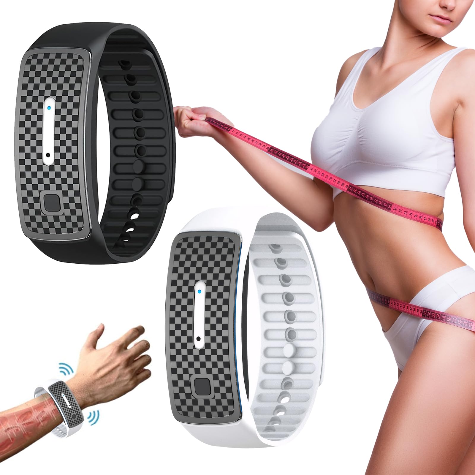JOSFIT Ultrasonic Fat Blasting and Detoxing Wristband 2 Pcs JOSFIT Ultrasonic Bracelets Titanium Josfit Ultrasonic Wristband for Men and Women Rapid Shaping(Black and White)