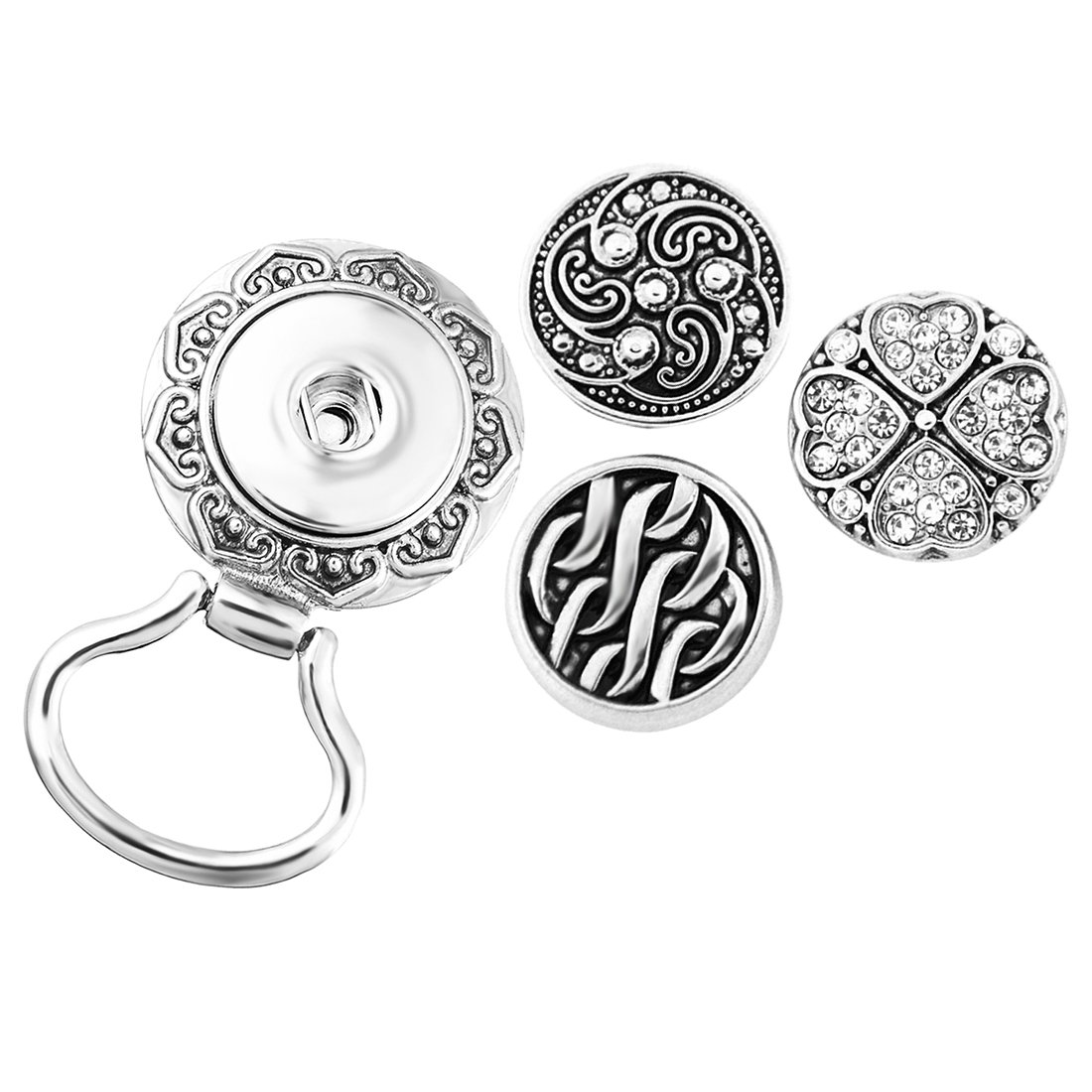 MJartoria 3PCS Interchangeable Snap Buttons Centerpiece Rhinestone Eye Glass Holding Magnetic Brooch