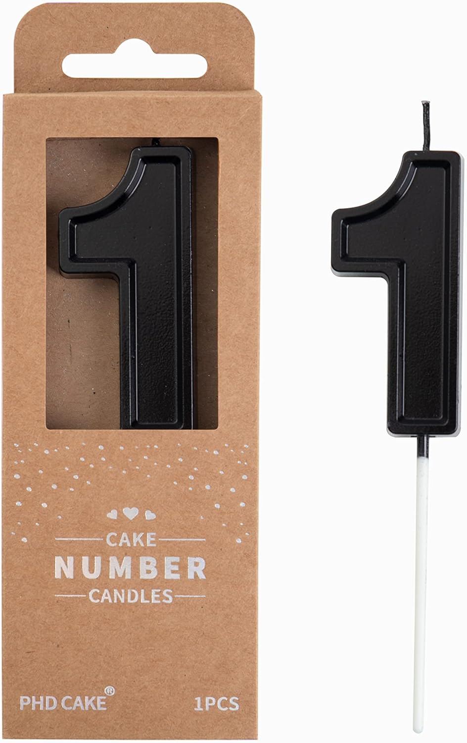 Candles & Holders - PHD CAKE 2.76 Inch Luxe Black 1 Number Birthday Candles, Black Number Candles, Cake Number Candles, Party Celebration