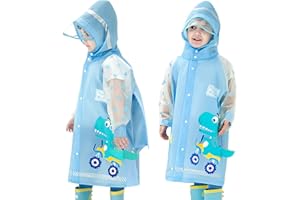 Fewlby Kids Raincoats For Girls Boys Waterproof Rain Jacket Cartoon Dinosaur Children Toddler Rain Wear Children Rain Poncho M Size 3-4 Years