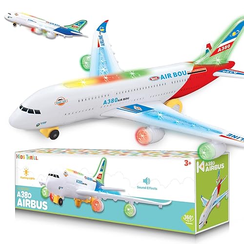 Kidsthrill Airplane Toy with Bump Go, Flashing Lights Sounds
