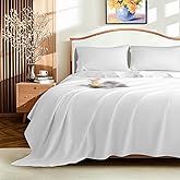 LBRO2M 1500 Thread Count Sheets 100% Egyptian Cotton Sheets Set 16 Inches Deep Pocket Queen Size Bedding 4 Pcs Sets (Queen, White)
