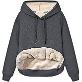Gihuo Women's Winter Warm Hoodie Sherpa Fleece Lined Pullover Hoodie Hooded Sweatshirt