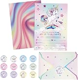 WERNNSAI Unicorn Party Invitations 24 Pack Rainbow Birthday Baby Shower Kids
