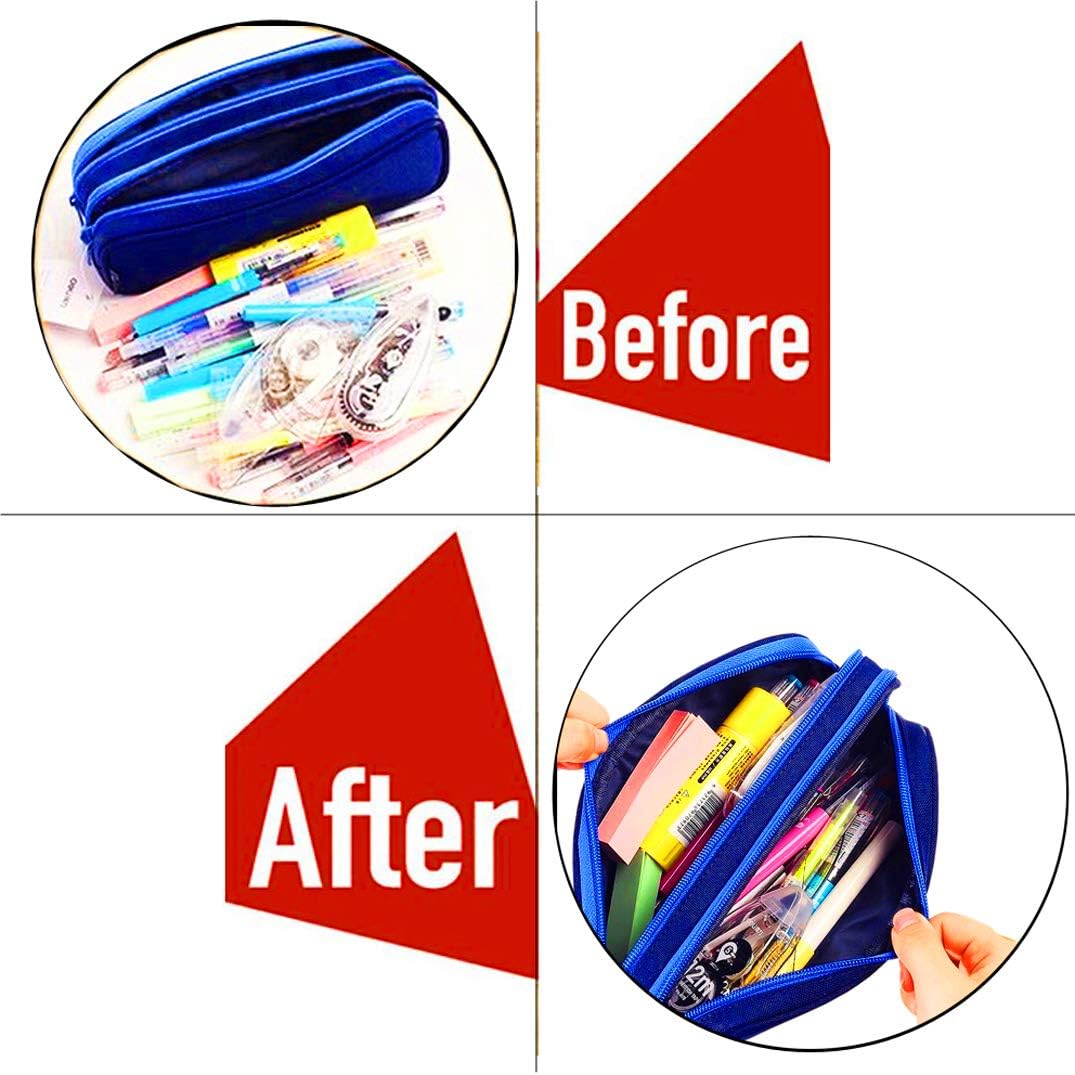 TOYESS Large Pencil Case for Boys and Girls Lightweight Triple Pockets Pencil Cases with Big Compartments for School Stationary Camouflage Blue - Image 5