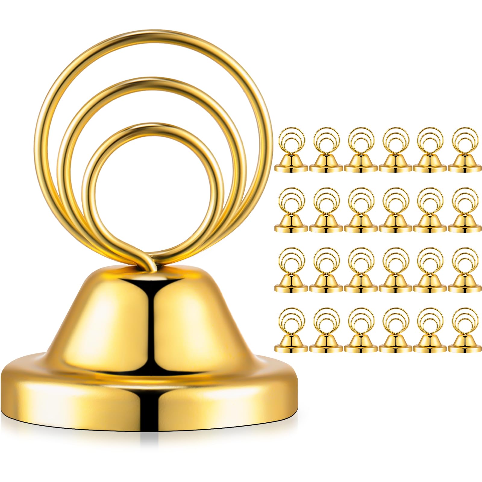 Photo 1 of Fulmoon 24 Pcs Mini Table Number Holders Place Card Holders 1.5 Inch Steel Table Sign Stands for Wedding Graduation Reception Restaurant Home Photo Picture Office Memo(Gold)