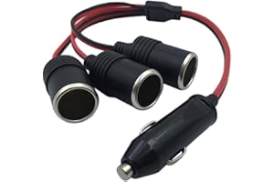 CERRXIAN 1 to 3 Car Cigarette Lighter 12v 24v Power Charger Adapter 3 Way Socket Splitter Female Socket Plug Extension Cord Cable