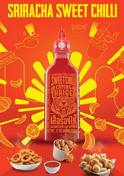 CRYING THAIGER SRIRACHA SWEET CHILI SAUCE IN SQUEEZE BOTTLE 18.9 OUNCE, VEGAN, GLUTEN FREE, NON-GMO, FROM THAILAND (PACK OF 1)