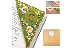 ARTLAZA Personalized Hand Embroidered Corner Bookmark, 26 Letters Hand Stitched Felt Corner Letter Bookmark, Cute Flower Embroidery Bookmarks for Book Reading Lovers Meaningful Gift (Summer，C）