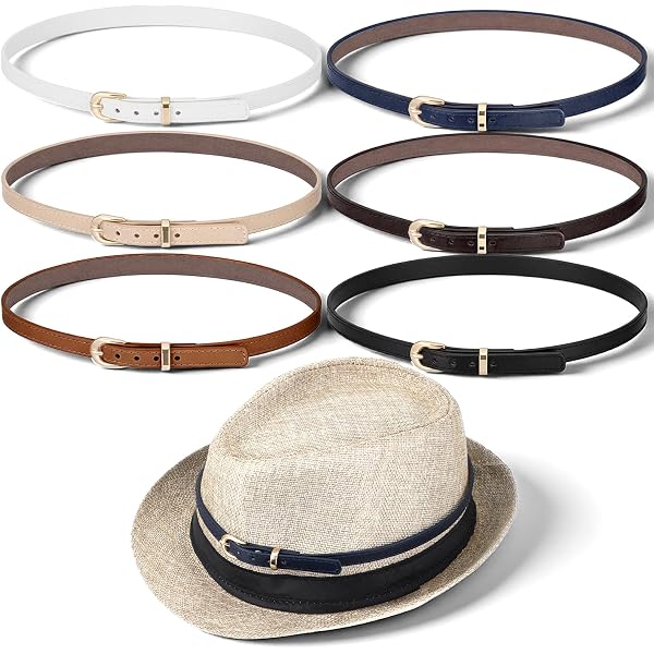Kacctyen 6 Pieces Leather Adjustable Cowboy Hat Bands for  display picture 2