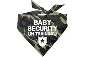 TEES & TAILS Baby Security in Training Baby Announcement Dog Bandana (Camo, XS 223)