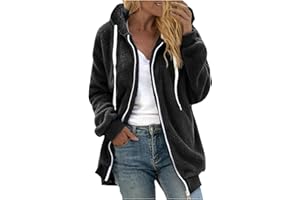 Ceboyel Teddy Coat For Women Hooded Fuzzy Sherpa Jacket Fleece Drawstring Zip Up Hoodie 2023 Trendy Winter Outerwear Clothes