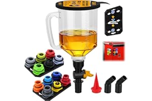 18-Piece Engine Oil Funnel Kit, 1.59QT/ 1.5L Automotive Coolant Funnel Set, 12 Adapters, Elbow Fitting, Arrow Screen and Magn