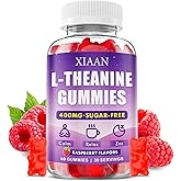 XIAAN L-Theanine Gummies for Kids & Adults, L'Theanine 400mg Chewable L Theanine Supplement for Calm, Zzz & Relaxation Support, Vegan, Organic, Raspberry Flavor, 60 Counts