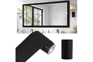 Alened Black Mirror Frame Border Peel and Stick Wallpaper, Removable Self Adhesive Waterproof Wallpaper for Bathroom Kitchen, Mirror Tape Border Wall Decor Sticker 1.96'' x 236''