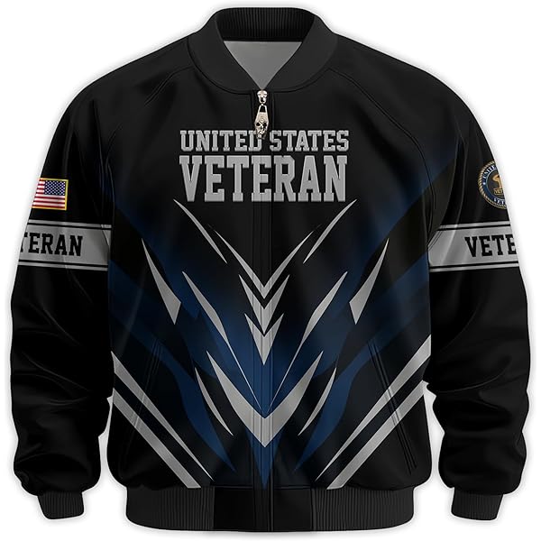 Men's Veteran Varsity Jacket, Durable Military Bomber Jacket