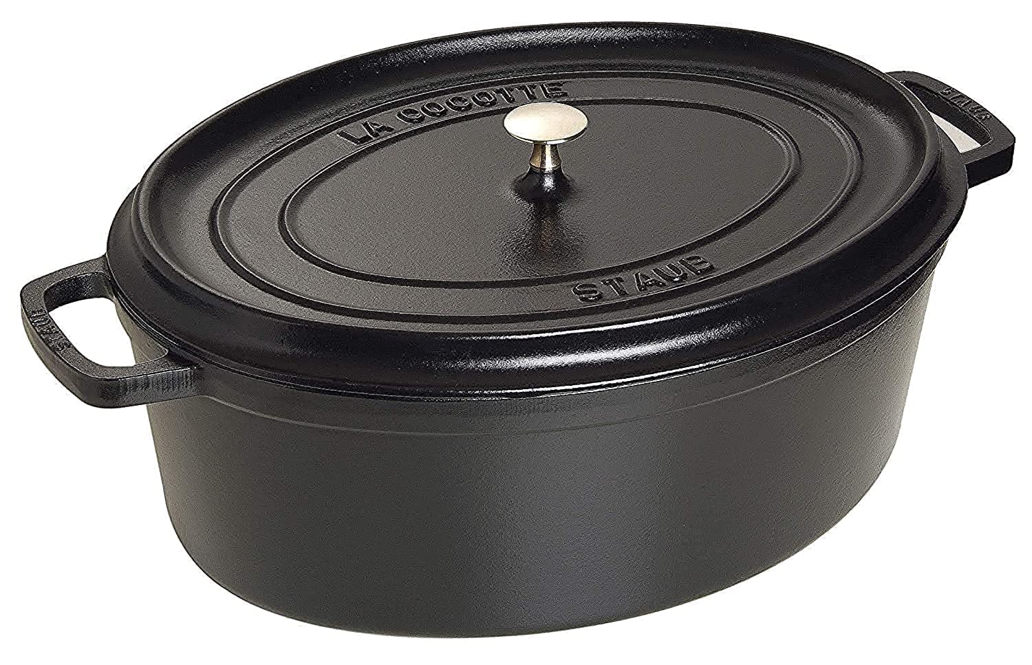 STAUB Cocotte - Casseruola Ovale, Ghisa smaltata, 5.5L, Nero, Diametro interno 31 cm