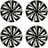 15 inch Hubcaps ABS Replacement for Steel Wheel（Non-Alloy） Snap-on Set of 4 | Stylish Durable R15 Universal-fit Wheel Cover Hub Caps Iron Rims Tire Cap Upgrade Your Cars Trucks Sedans SUV Vans（15"，Black）