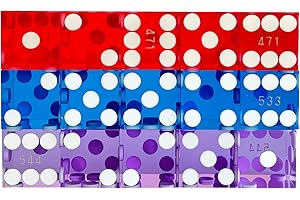Yuanhe Grade AAA Precision 19mm Serialized Casino Craps Dice Set of 15 with Razor Edges and Corners-Blue & Red & Purple