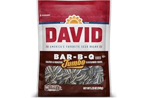 DAVID Seeds Roasted & Salted Bar-B-Q Jumbo Sunflower Seeds, Keto Friendly, 5.25 oz