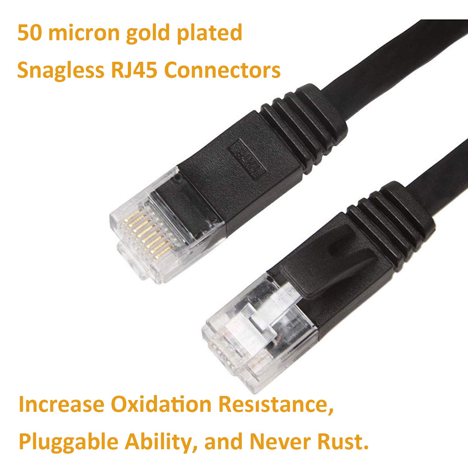 Cat 6 Ethernet Cable 100 ft Flat Cable Ethernet Cord, Slim Long Cat6 High Speed Computer Network LAN Patch Cord Wire with Clips & Rj45 for Router, Faster Than Cat5e/Cat5, 100 feet 2 pack White + Black: Industrial & Scientific
