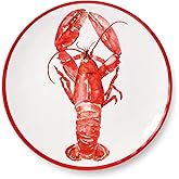 Beach House Lobster 11-Inch Melamine Dinner Plates – Set of 6, Vibrant Nautical Design, Durable, Lightweight & Dishwasher-Safe