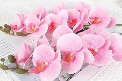 ICBOX 6 PCS Orchids Artificial Flowers Pink Fake
