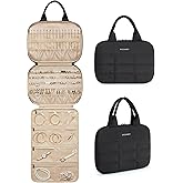 BAGSMART Jewelry Travel Case, Hanging Jewelry Organizer with Zipper Pockets, Large Capacity Puffy Jewelry Roll for Earrings, Necklaces, Rings on Closet, Wall, Door, Portable Travel Essentials, Black