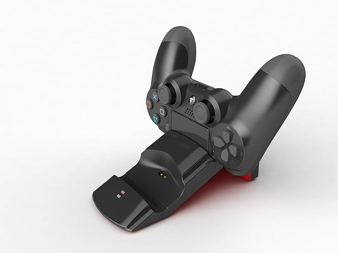 GAMINGER Ladestation 'Dongle' für 2 PlayStation 4 / PS4 slim / PS4 pro Dualshock Controller, mit Netzteil, in schwarz