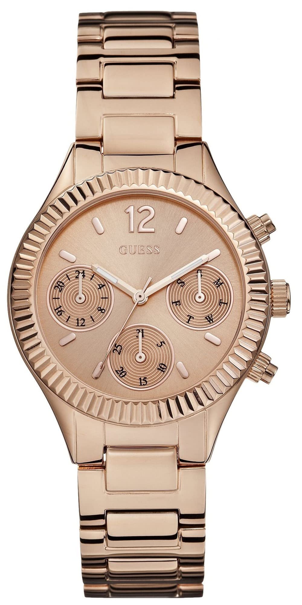 Guess W0323L3 Women's Analogue Quartz Watch with Plated Stainless Steel Strap, Gold/Gold, Fashion