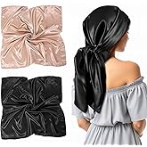 Gtziqa 35" Large Square Satin Head Scarf, 2 Pack Head Scarf for Women's Hair, Silk Like Bandana Lightweight Women Hair Neck Wrap Scarves Bandana Accessories for Sleeping Styling Protection