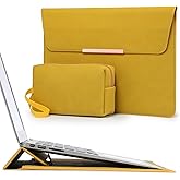 HYZUO 13.3-14 Inch Laptop Sleeve Case with Stand for MacBook Pro 14 M5/M4/M3/M2/M1 2026-2021, MacBook Air/Pro 13.3, 13.8-13.5 Surface Laptop, HP Spectre X360 13/14, Envy 13, Olive Yellow(Smiley)