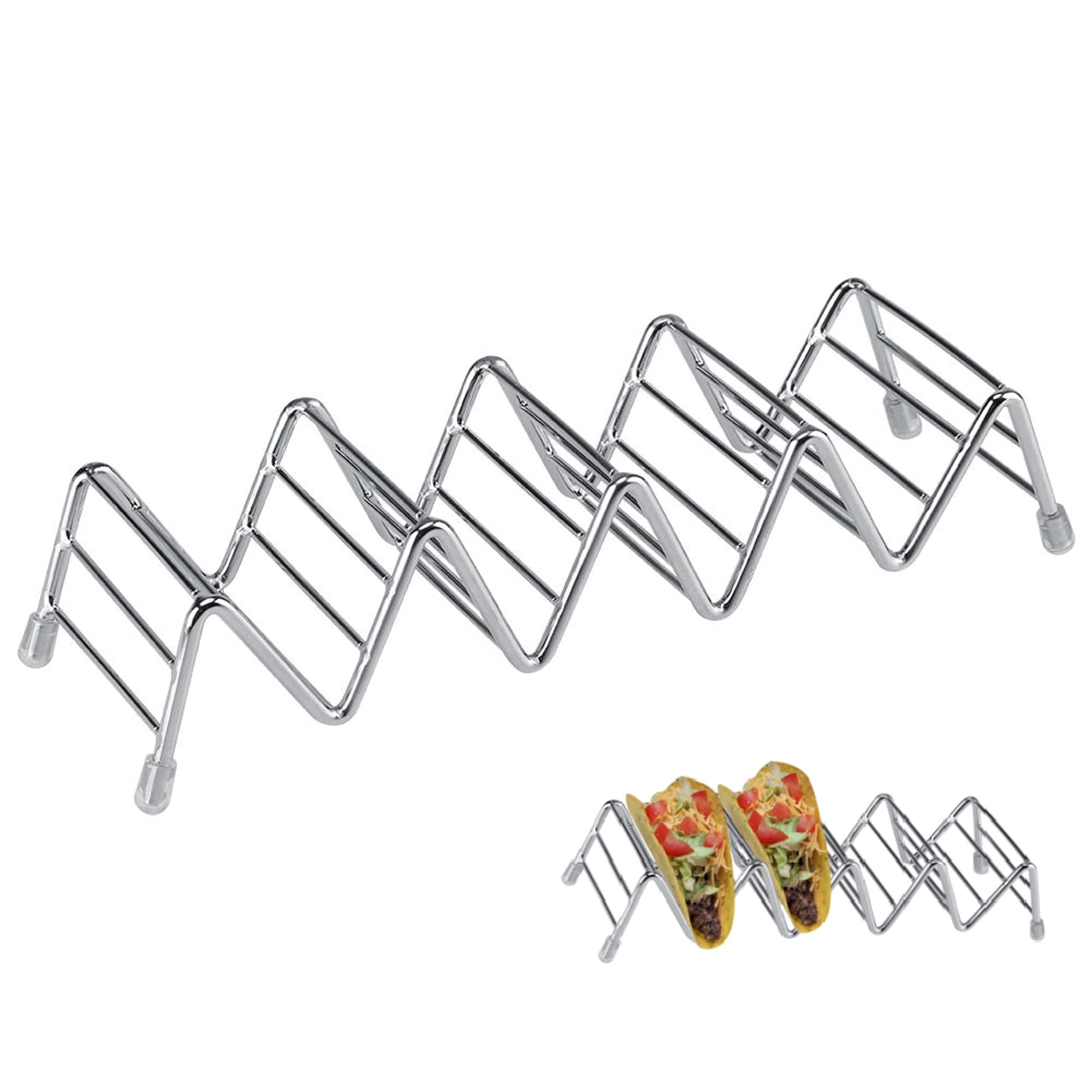 Goick Taco Holder Stand, Stainless Steel, Holds 4 Tacos, Dishwasher Safe, Multiple Uses