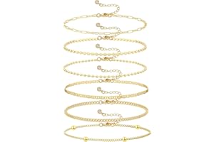JECOMY Dainty Gold Bracelets for Women - Waterproof Stackable Gold Bracelet Stack Set - Perfect for Stylish Women
