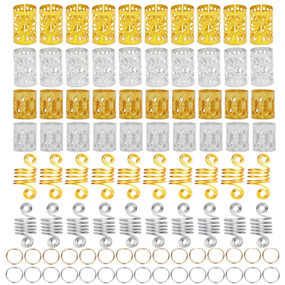 Homo Trends 90 Pcs Hair Jewelry Rings Clips Aluminum Dreadlocks Adjustable Metal Hair Bread Cuff for Braids Hair Accessories