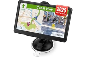 JUNIWEY GPS Navigator for Car Truck RV - Car GPS Navigation System with Latest 2025 Maps, Lifetime Free Updates 7 Inch Touchscreen Voice Guidance, RV Vehicle GPS for Trucker with Speed and Red Light Warning