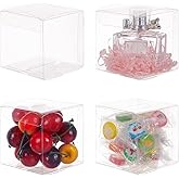 BENECREAT 50PCS 2.7x2.7x2.7 Inches Clear Plastic Favor Box Gift Packing Box for Wedding Party Treats, Candy Choclate and Dessert