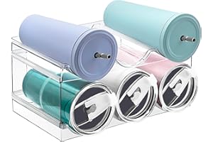 HOMECOR 2 Pack Water Bottle Organizers, Large Compartment Kitchen Organization and Storage Rack, Plastic Water Bottle Holder for Refrige Pantry Organizer, Wine Tumbler Mug Cup Organizer