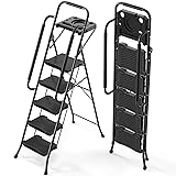 KINGRACK 5 Step Ladder with Tool Platform, 900 lbs