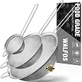 Walfos Fine Mesh Strainers Set, Premium Stainless Steel Sieve and Sifter with Sturdy Handle, Metal Kitchen Strainers Perfect 