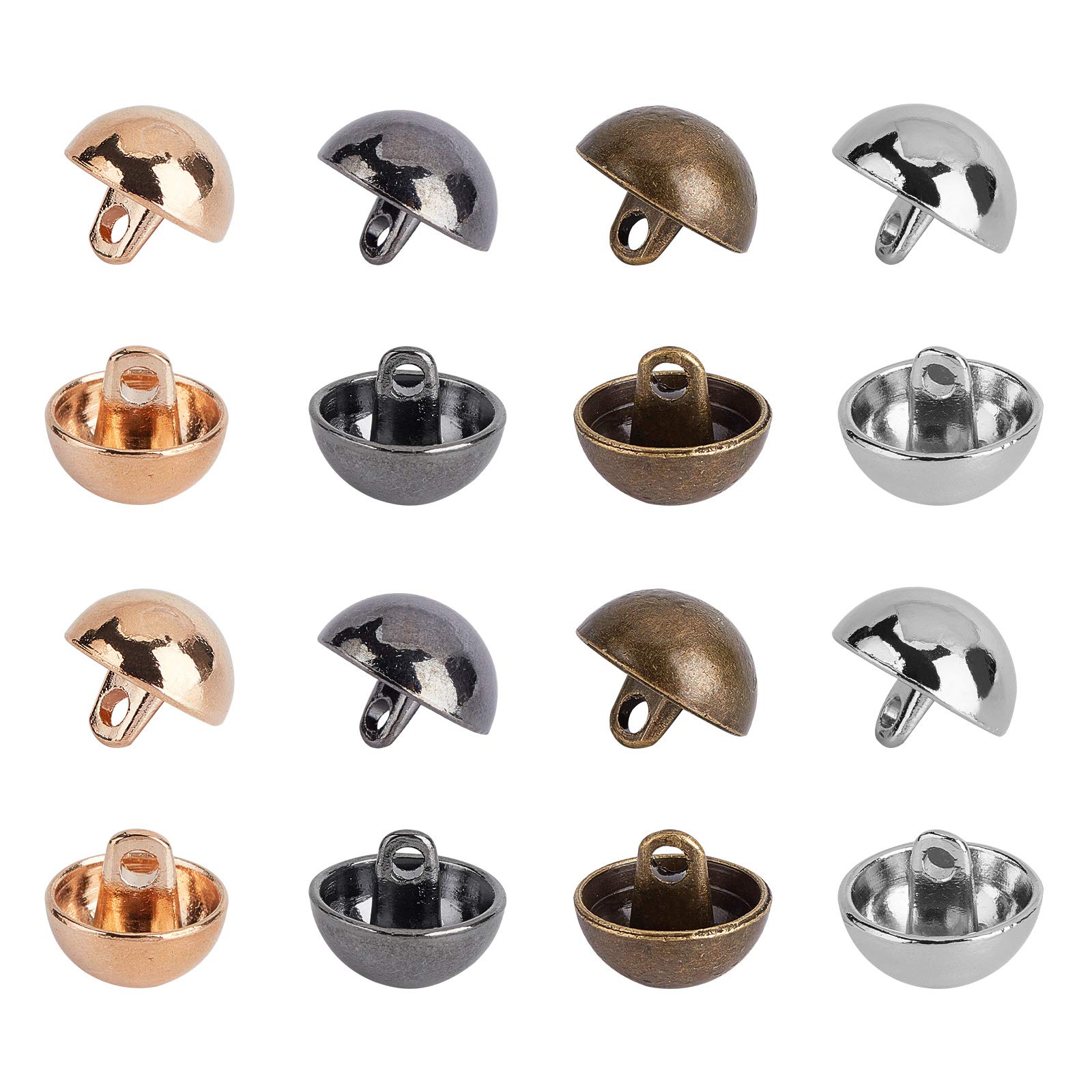 UNICRAFTALE 4 Colors 80pcs 12.5mm Diameter Alloy Sewing Buttons Shank Blazer Dome Sport Woolen Coats Buttons Half Round Button for DIY Home Clothes Project