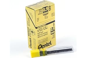 Pentel Super Hi-Polymer Lead Refills for Mechanical Pencils, 15 Leads Per Tube, B Grade, Dark Soft Lead For Sketching, 0.9mm 